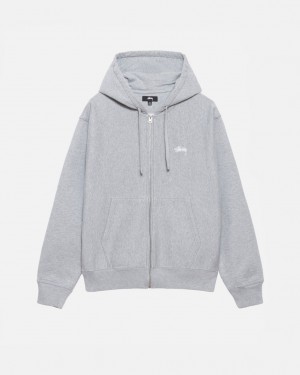 Grey Women's Stussy Stock Logo Zip Hoodie KSA | UMX-5997