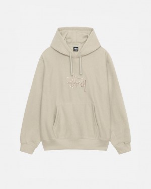 Khaki Men's Stussy Basic Applique Hood Sweatshirts KSA | VWZ-9079