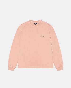 Light Pink Men's Stussy Lazy Ls Tees KSA | YAM-4534