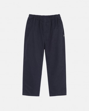 Navy Men's Stussy Beach Pant Brushed Cotton Pants KSA | EZC-9672