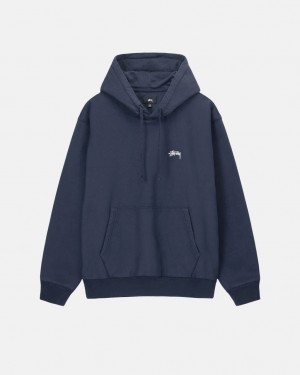 Navy Men's Stussy Overdyed Stock Logo Hoodie KSA | YXJ-2738