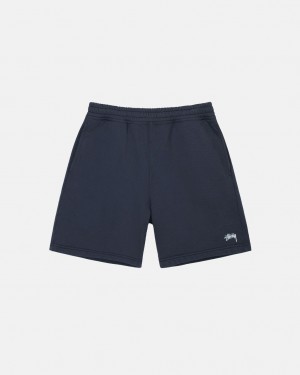 Navy Men's Stussy Overdyed Stock Logo Sweat Shorts KSA | AZN-3218