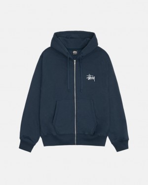 Navy Women's Stussy Basic Stussy Zip Hoodie KSA | KHL-9118