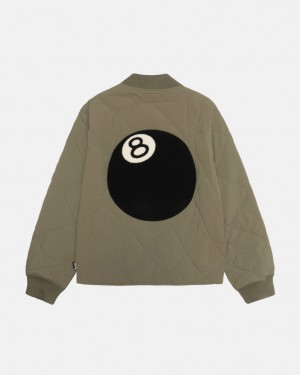 Olive Men's Stussy 8 Ball Quilted Liner Jackets KSA | EFH-1205