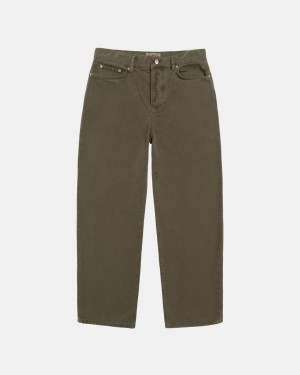 Olive Men's Stussy Big Ol' Jean Washed Canvas Pants KSA | LOX-3804