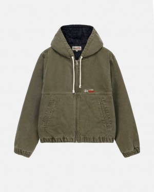 Olive Men's Stussy Work Jacket Insulated Canvas Jackets KSA | IVM-9961