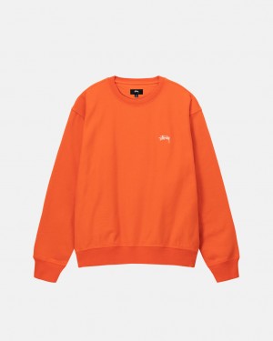 Orange Men's Stussy Overdyed Stock Logo Crew Sweatshirts KSA | MOF-5920