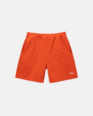 Orange Men's Stussy Overdyed Stock Logo Short Sweatshirts KSA | VZY-2859