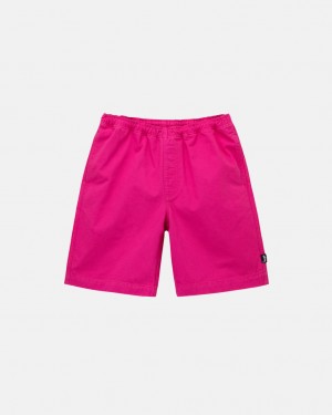 Pink Men's Stussy Brushed Beach Shorts KSA | DGF-9496