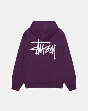 Purple Men's Stussy Basic Stussy Hoodie Pigment Dyed Hoodie KSA | GFI-1147