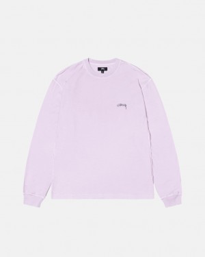 Purple Men's Stussy Lazy Ls Tee Tops KSA | YXW-3853