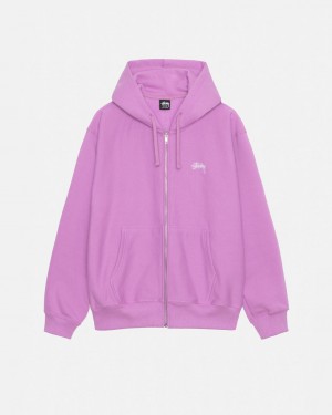 Purple Men's Stussy Stock Logo Zip Hood Sweatshirts KSA | OWD-5737