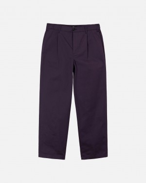 Purple Men's Stussy Twill Volume Pleated Trouser Pants KSA | ZHZ-8447