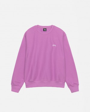 Purple Women's Stussy Stock Logo Crew Sweatshirts KSA | LCB-0269