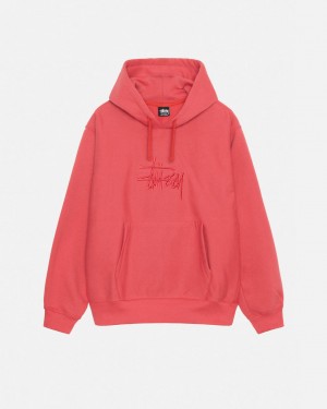 Red Men's Stussy Basic Applique Hood Sweatshirts KSA | JLT-5083