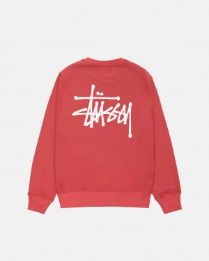 Red Men's Stussy Basic Stussy Crew Sweatshirts KSA | HPB-0013