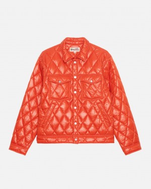 Red Men's Stussy Ranch Jacket Quilted Nylon Jackets KSA | XNQ-6701