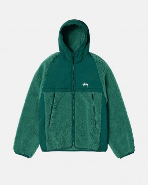 Turquoise Men's Stussy Sherpa Paneled Hooded Jackets KSA | KAH-7218