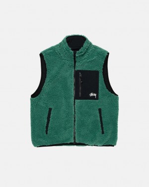 Turquoise Men's Stussy Sherpa Reversible Vest KSA | YLG-6475