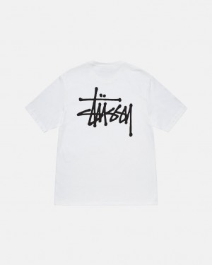 White Men's Stussy Basic Stussy Tees KSA | EOM-2346