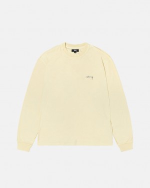 Yellow Men's Stussy Lazy Ls Tees KSA | YNX-7417