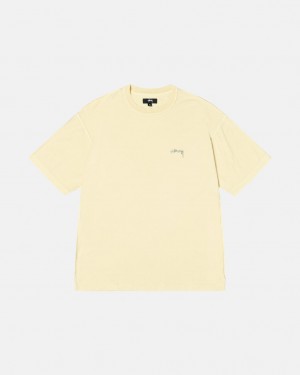 Yellow Men's Stussy Pig. Dyed Inside Out Crew Tees KSA | WFM-3790