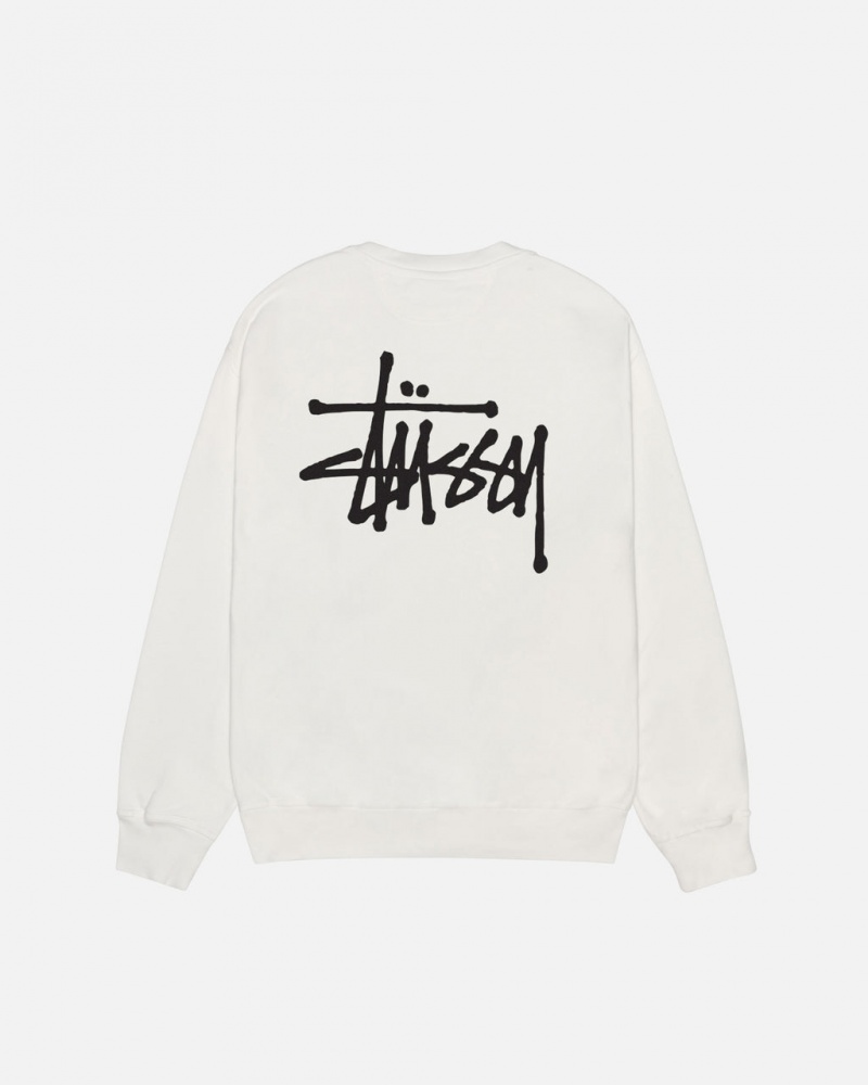 Beige Men\'s Stussy Basic Stüssy Pigment Dyed Crew Sweatshirts KSA | IWL-4770