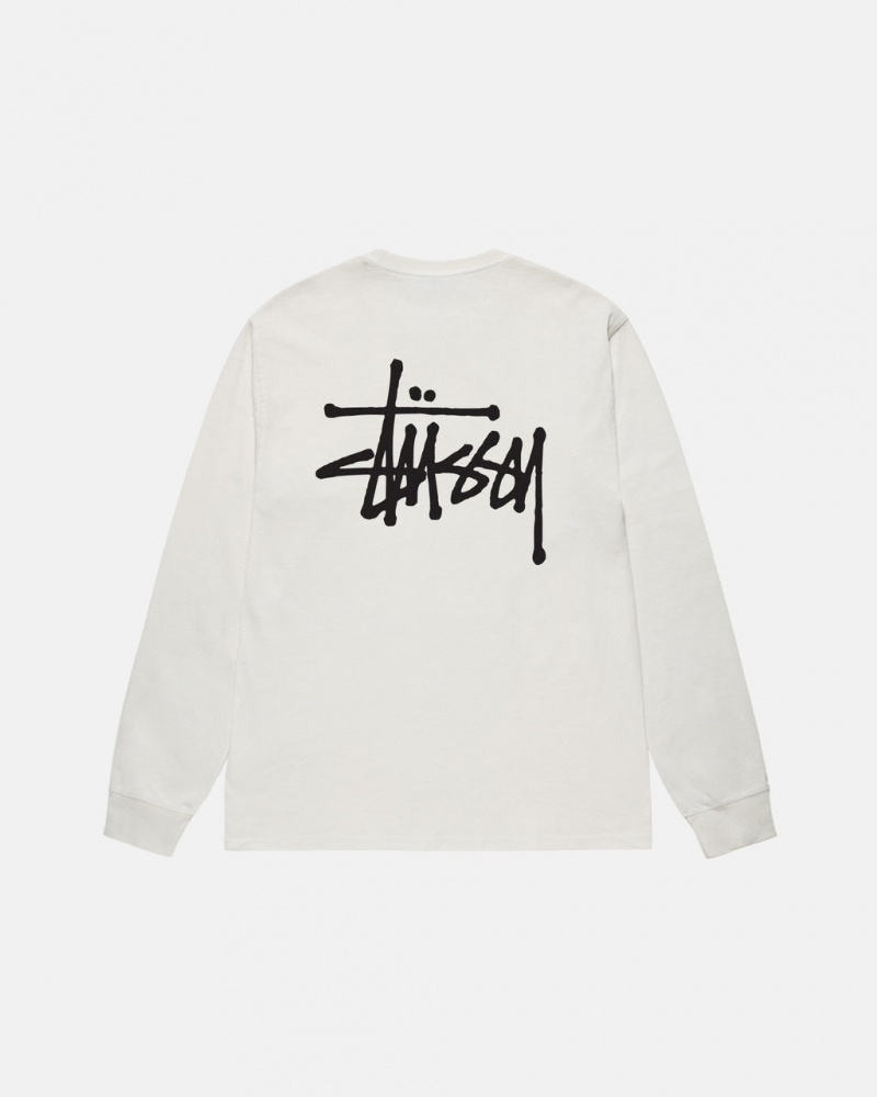 Beige Men\'s Stussy Basic Stussy LS Tee Pigment Dyed Tees KSA | YHC-9428