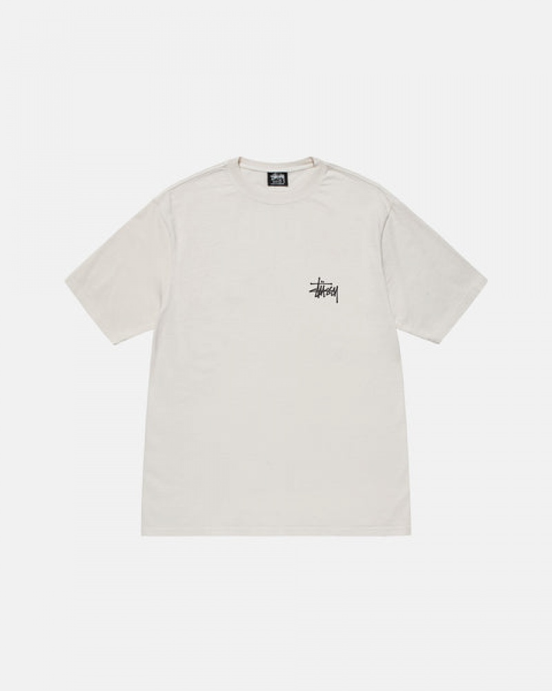 Beige Men's Stussy Basic Stussy Tees KSA | EEU-8298