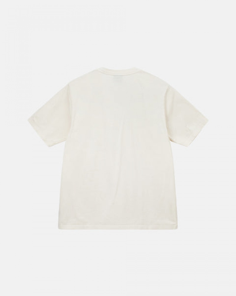 Beige Men's Stussy Pigment Dyed Crew Tees KSA | ZXV-2421