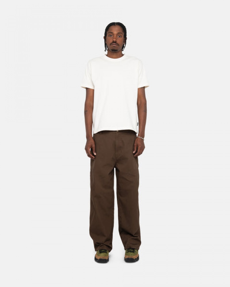 Beige Men's Stussy Pigment Dyed Crew Tops KSA | AHC-2456