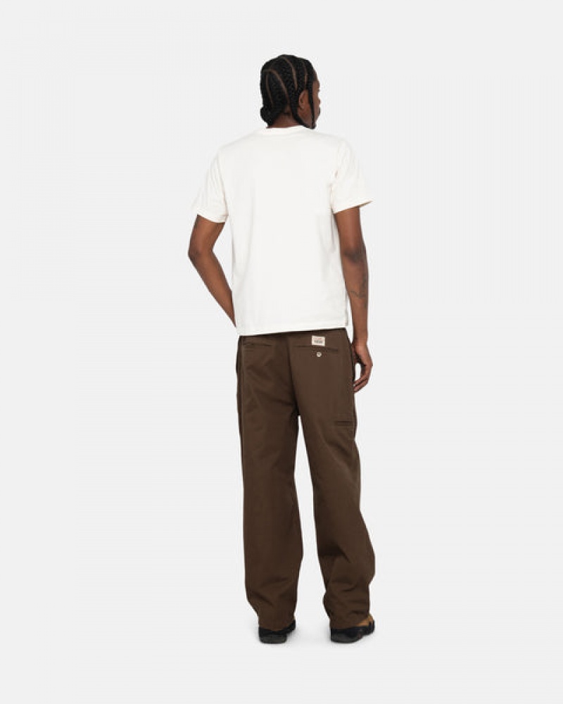 Beige Men's Stussy Pigment Dyed Crew Tops KSA | AHC-2456