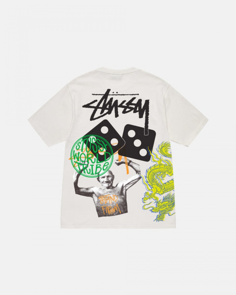 Beige Men's Stussy Strike Pigment Dyed Tees KSA | TJI-8828