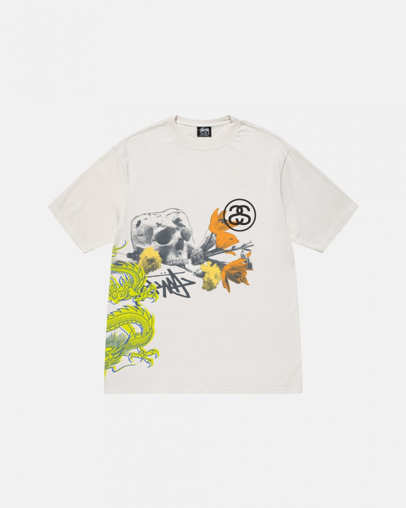 Beige Men\'s Stussy Strike Pigment Dyed Tees KSA | TJI-8828