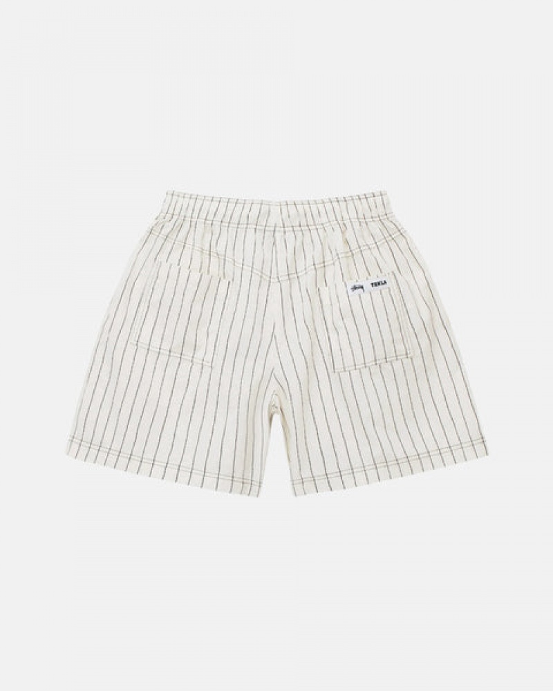 Beige Men's Stussy Tekla Poplin Pyjama Shorts KSA | WLW-5997