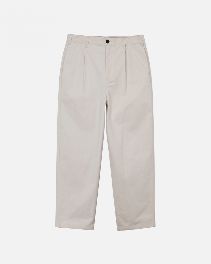 Beige Men\'s Stussy Twill Volume Pleated Trouser Pants KSA | RJS-4839