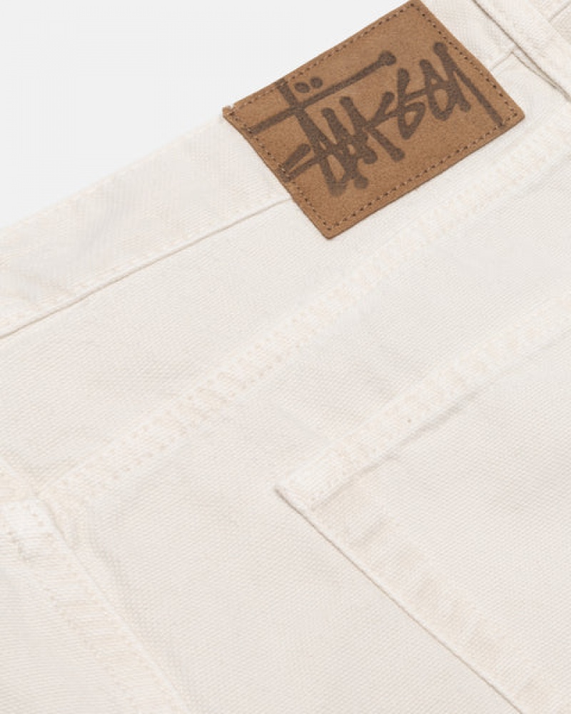 Beige Women's Stussy Big Ol' Jean Washed Canvas Pants KSA | VBQ-8804