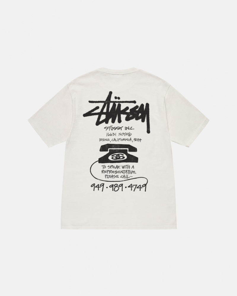 Beige Women\'s Stussy Old Phone Tee Pigment Dyed Tees KSA | CAZ-8558