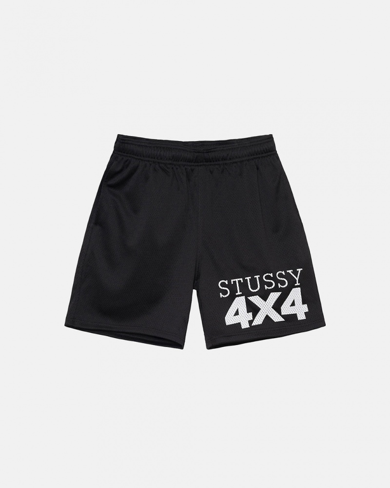 Black Men\'s Stussy 4X4 Mesh Shorts KSA | PNA-9236