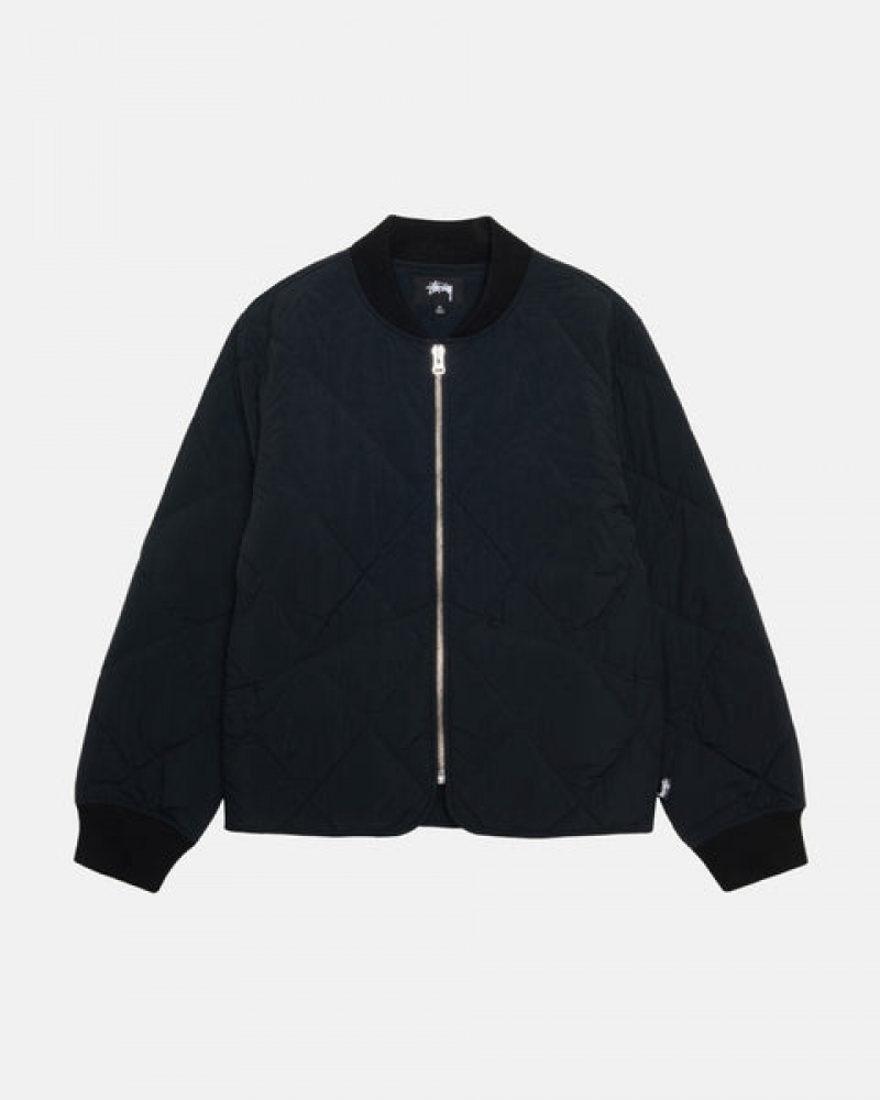 Black Men's Stussy 8 Ball Quilted Liner Jackets KSA | CMV-4690