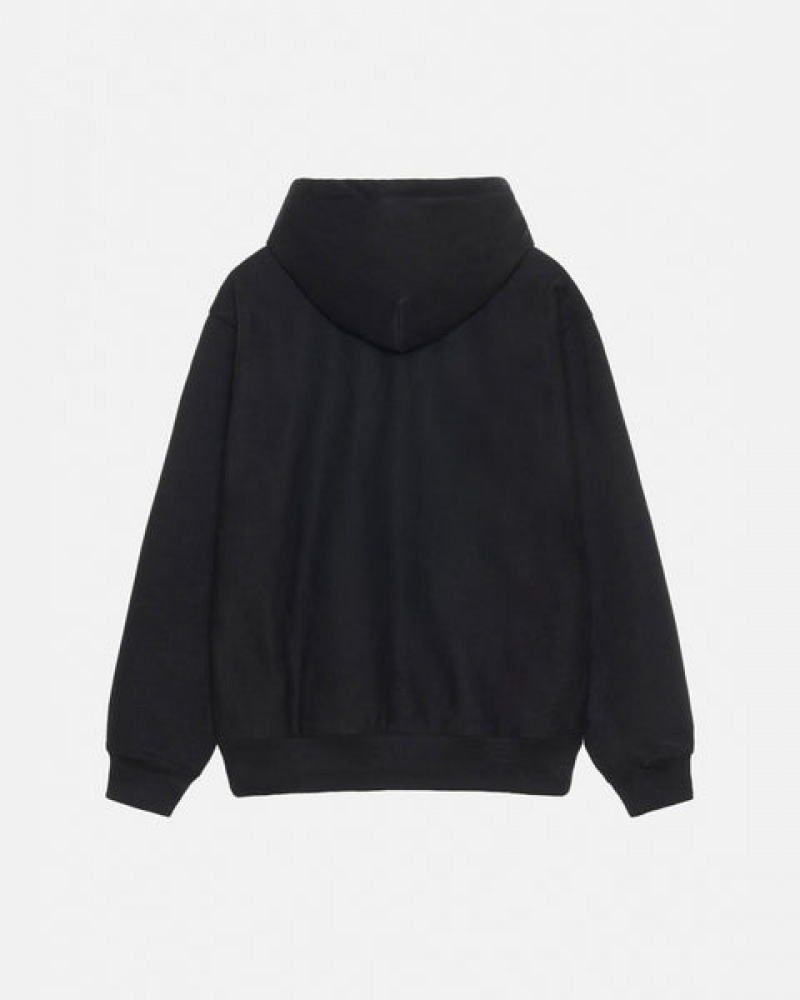 Black Men's Stussy Basic Applique Hoodie KSA | BVG-0793