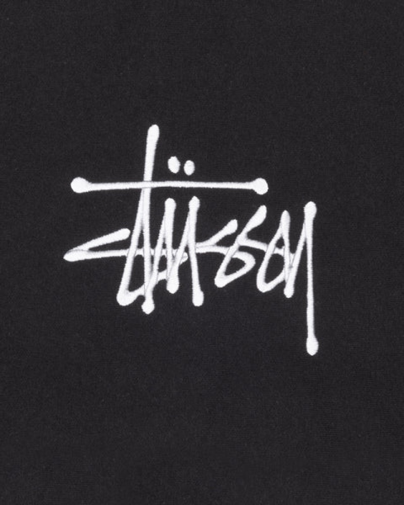 Black Men's Stussy Basic Applique Hoodie KSA | BVG-0793