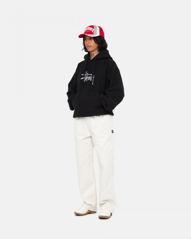 Black Men's Stussy Basic Applique Hoodie KSA | BVG-0793