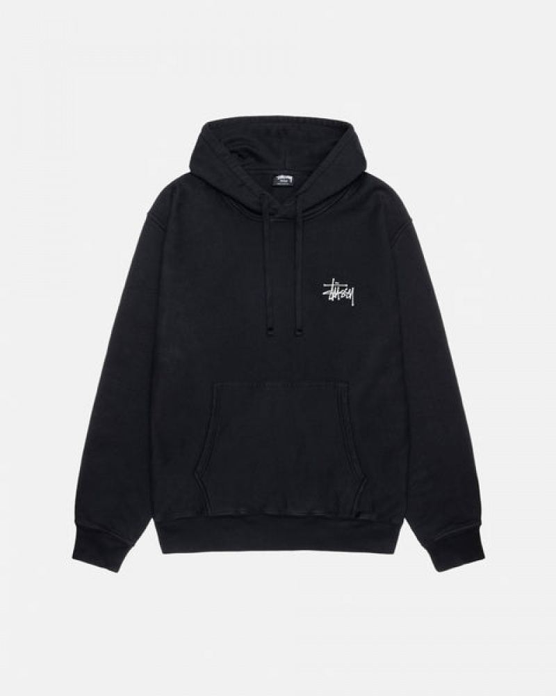 Black Men's Stussy Basic Stüssy Pigment Dyed Hoodie KSA | LBN-7395