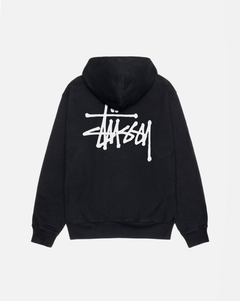 Black Men\'s Stussy Basic Stüssy Pigment Dyed Hoodie KSA | LBN-7395