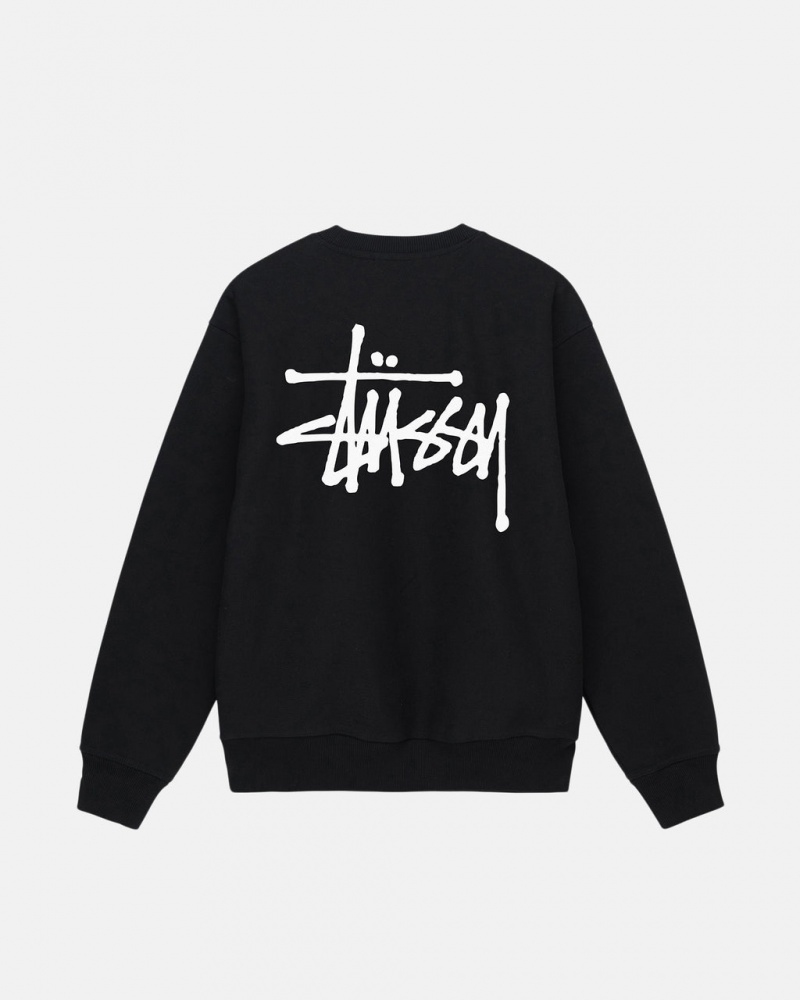 Black Men\'s Stussy Basic Stussy Crew Sweatshirts KSA | HWP-2966