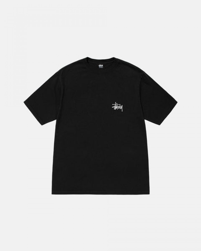 Black Men's Stussy Basic Stussy Pigment Dyed Tees KSA | UAO-5654