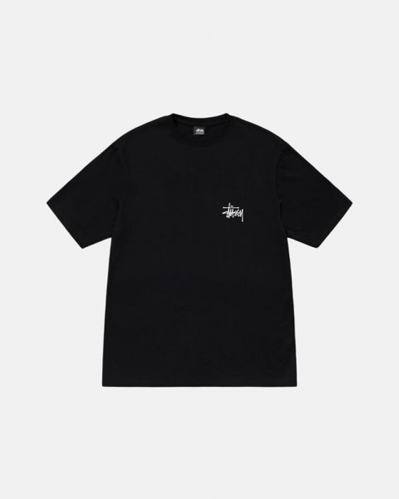 Black Men's Stussy Basic Stussy Tees KSA | VCV-8098