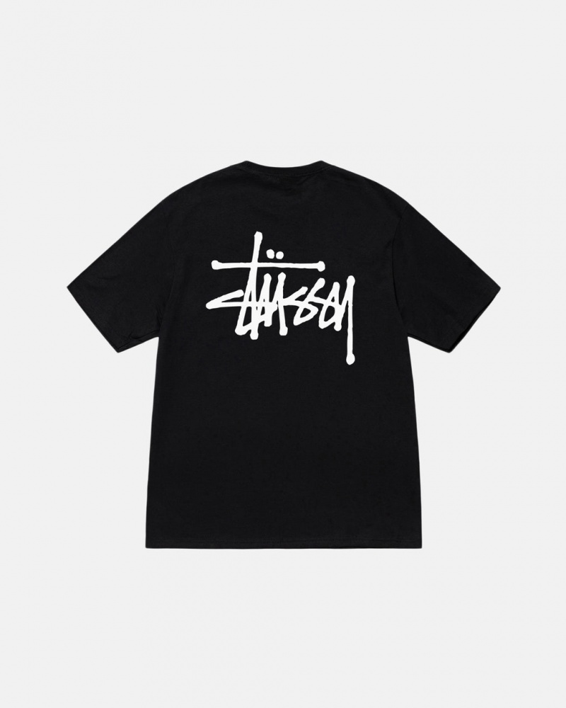 Black Men\'s Stussy Basic Stussy Tees KSA | VCV-8098