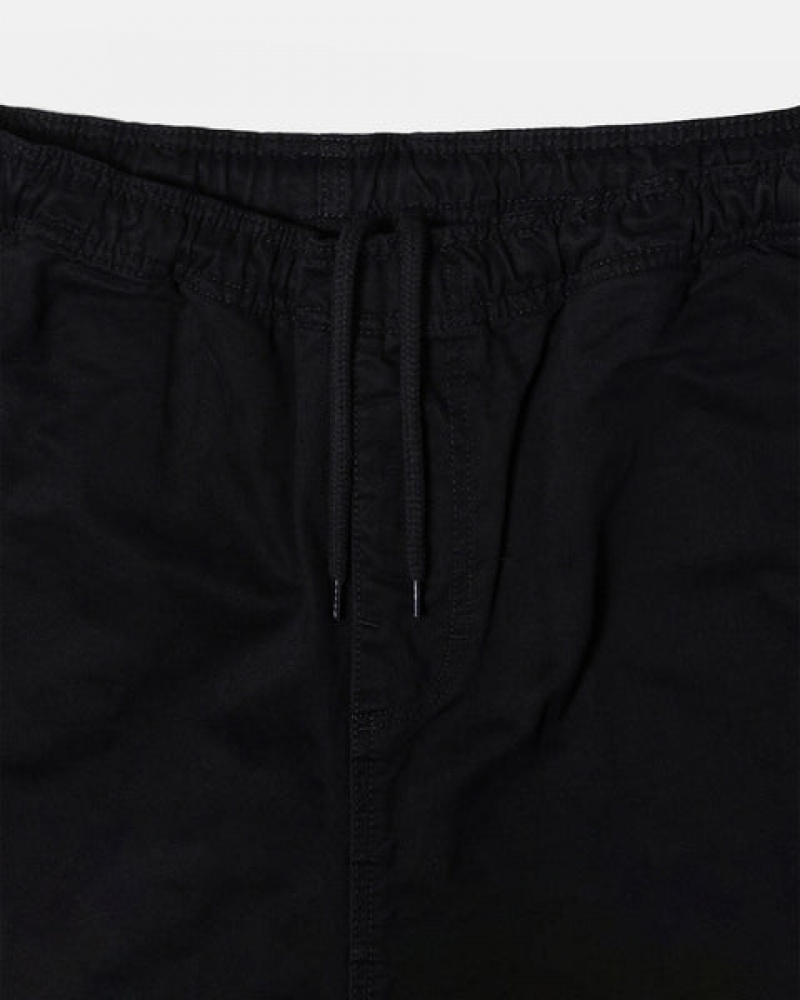 Black Men's Stussy Beach Pant Brushed Cotton Pants KSA | POG-9117